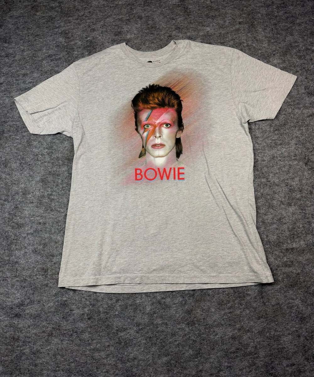 David Bowie Is T-Shirt Size XL Gray Aladdin Sane